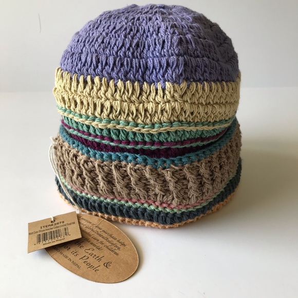 Nepal Handmade Crocheted Striped Beanie - Picture 4 of 7